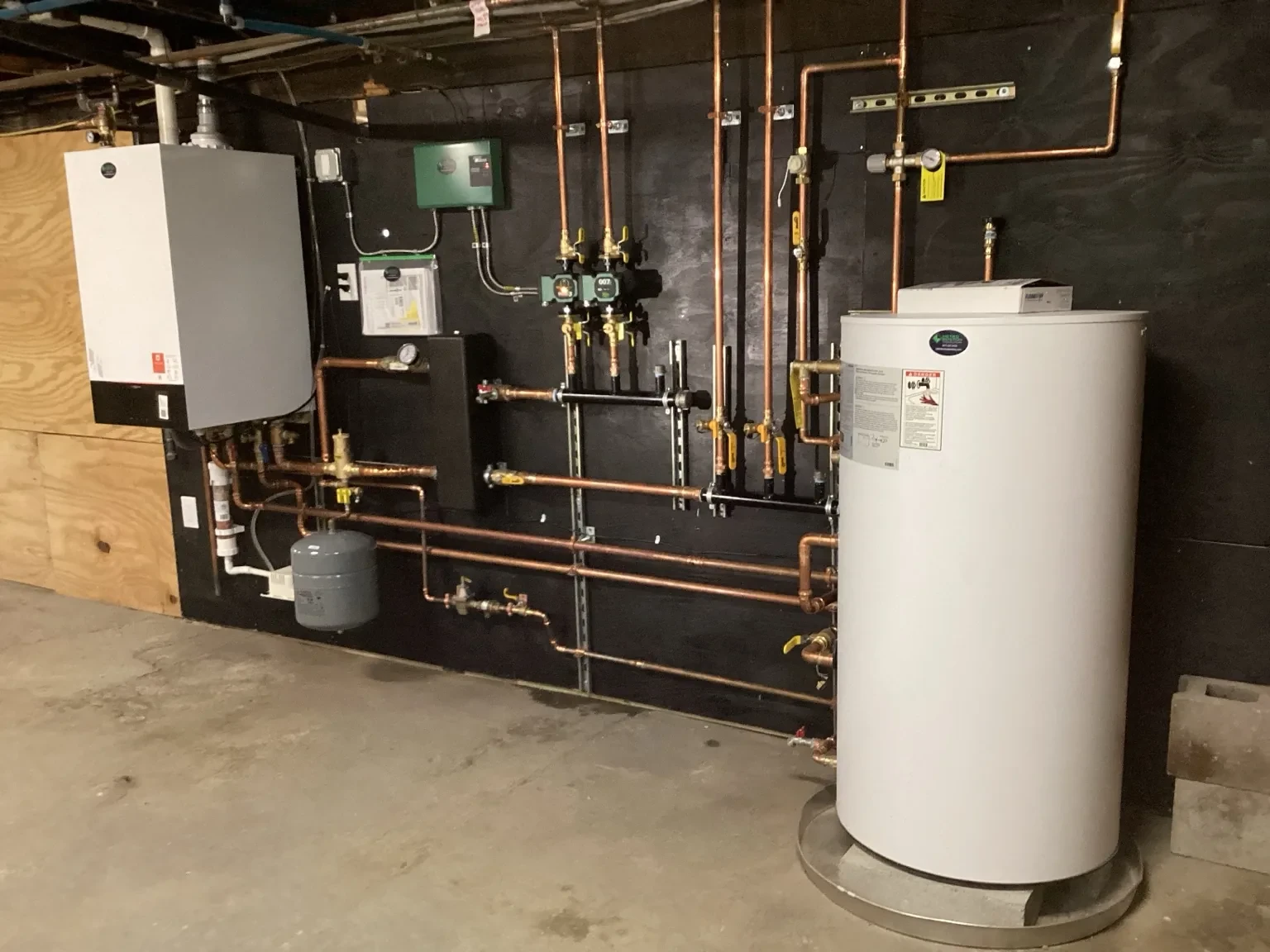 Boiler and hot water mechanical room installation