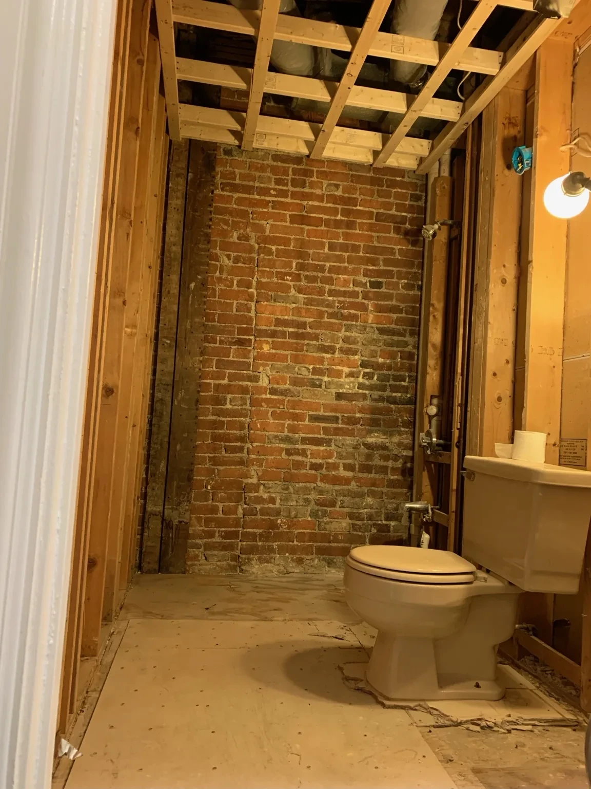 Bathroom renovation at rough-in stage