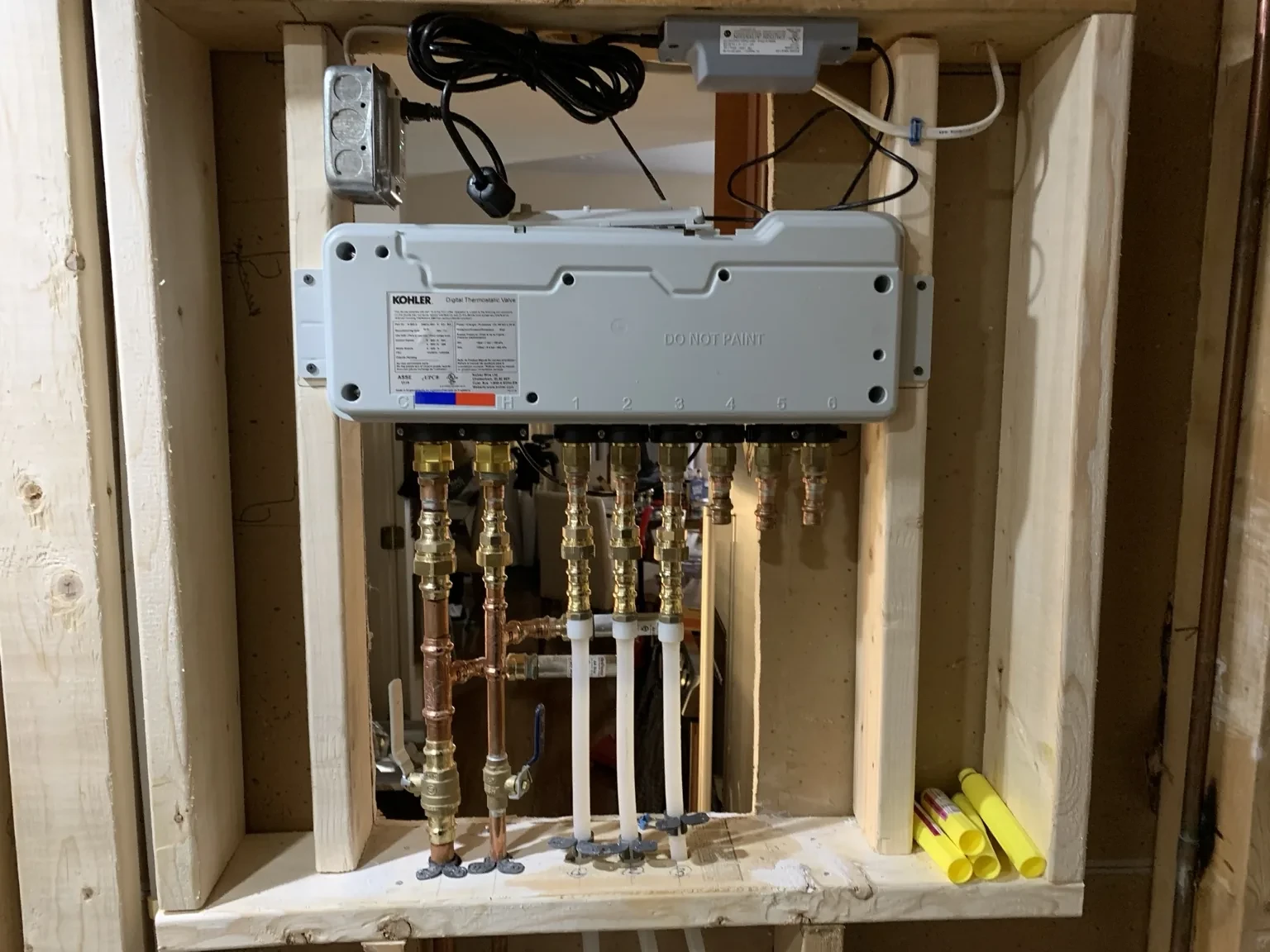 Kohler digital valve and plumbing rough-in